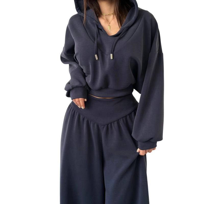 WINA CROP HOODIE SET - Comfortable Two-Piece Outfit