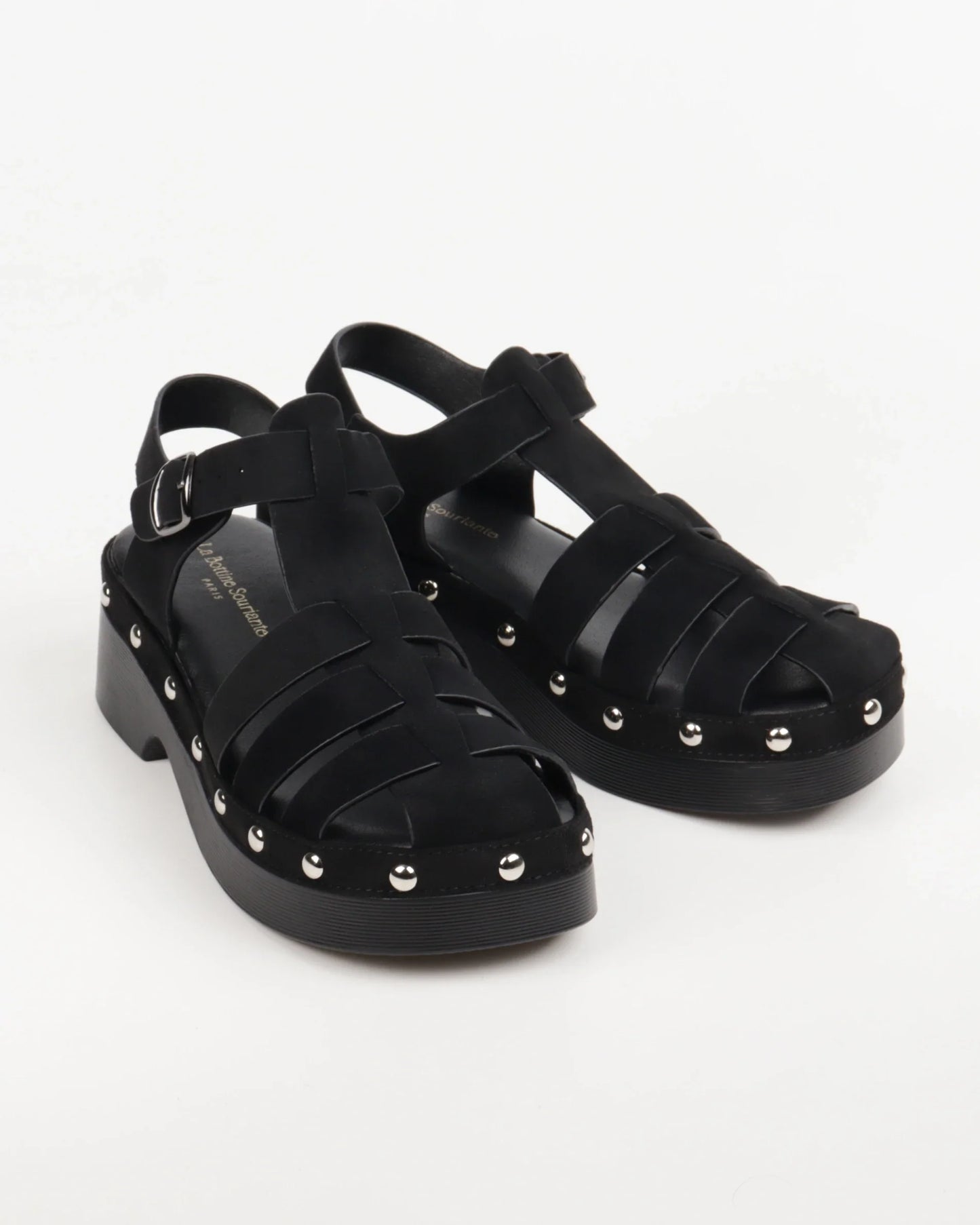 Faux Suede Sandals with Studs - Comfortable Sandals