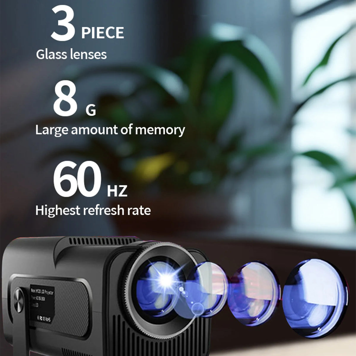 4K Projector For Home Theater Office 180 Degree Rotatable