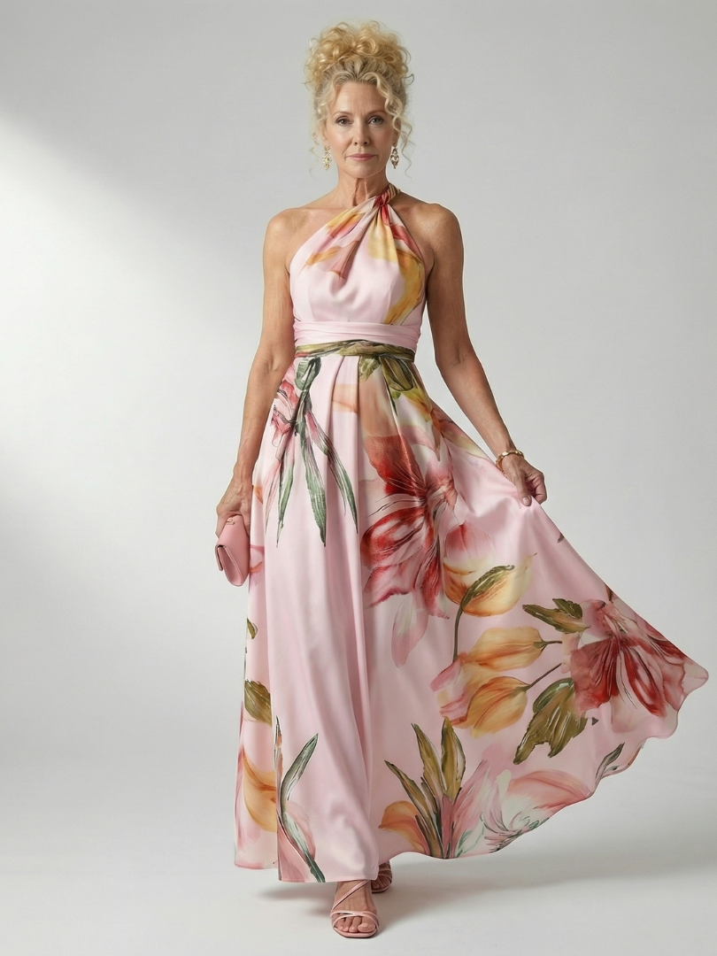 Amiel - Comfortable Light Floral Maxi Dress