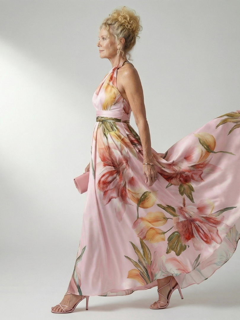 Amiel - Comfortable Light Floral Maxi Dress