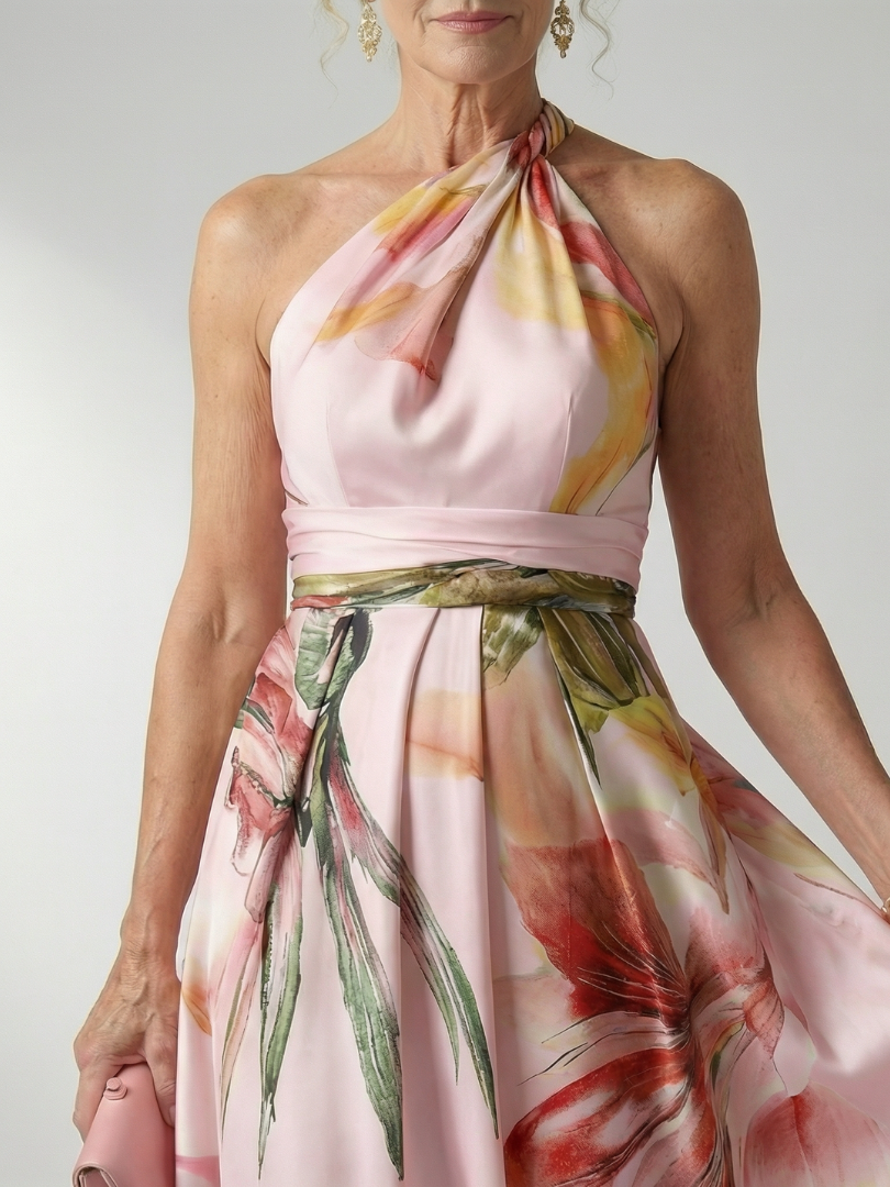 Amiel - Comfortable Light Floral Maxi Dress