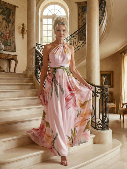 Amiel - Comfortable Light Floral Maxi Dress