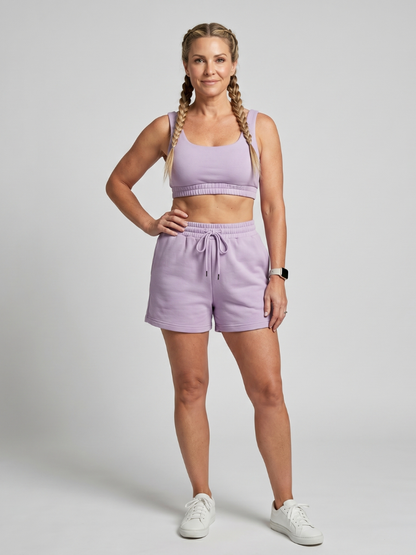 Lysem - Comfortable Sleeveless Scoop Neck Crop Top And Shorts Set