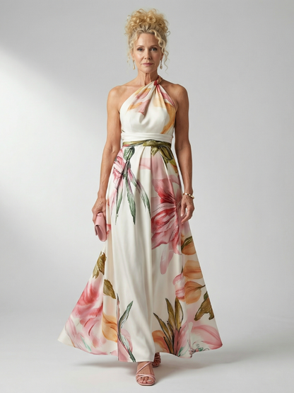 Amiel - Comfortable Light Floral Maxi Dress