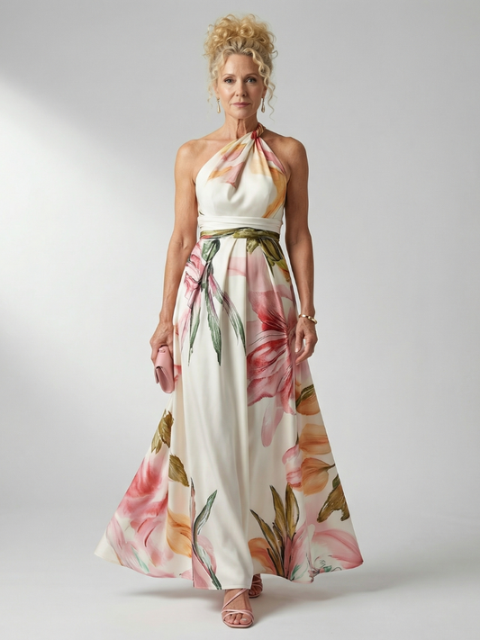 Amiel - Comfortable Light Floral Maxi Dress