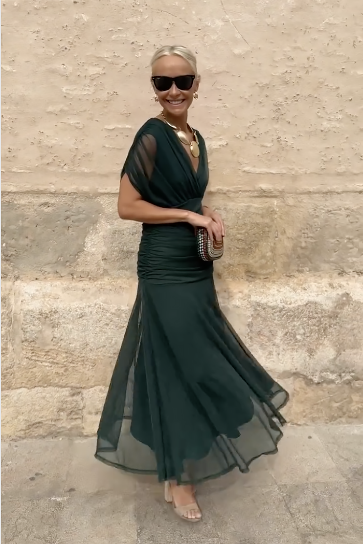 Louise | Elegant Maxi Party Dress with V-Neck - Comfortable Long Dress