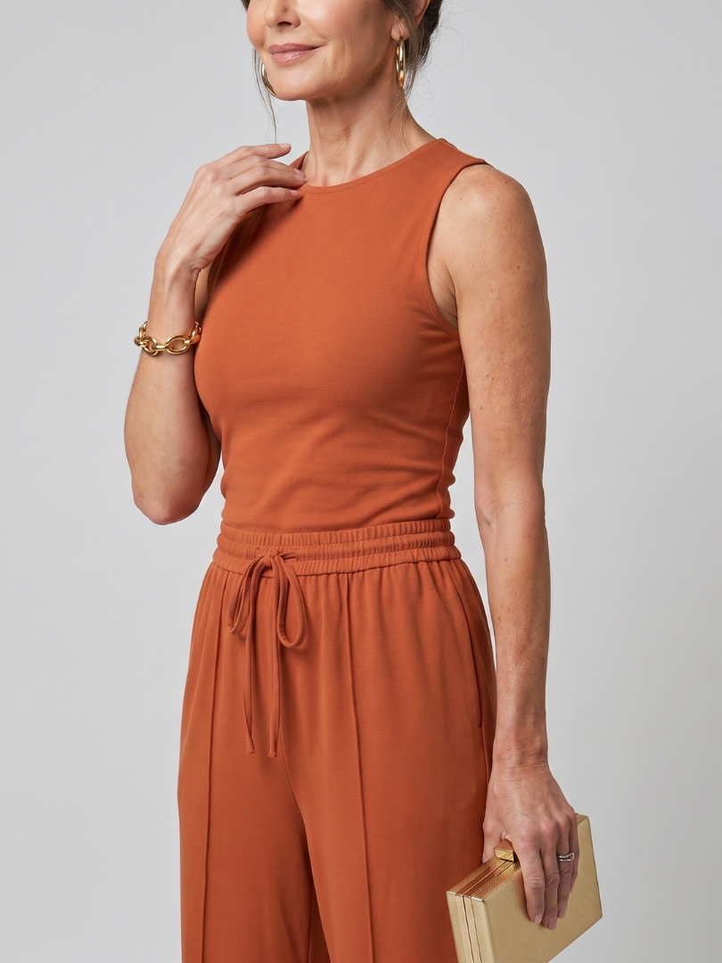 Valencia - Lightweight Sleeveless Wide Leg Pants Set