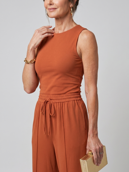 Valencia - Lightweight Sleeveless Wide Leg Pants Set
