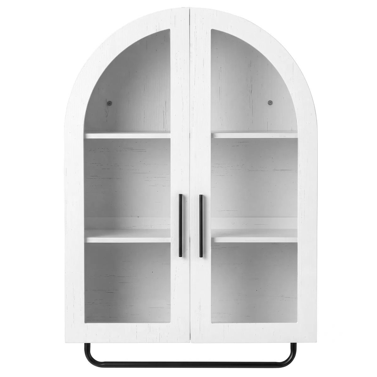 Arched Bathroom Wall Cabinet with Glass Doors