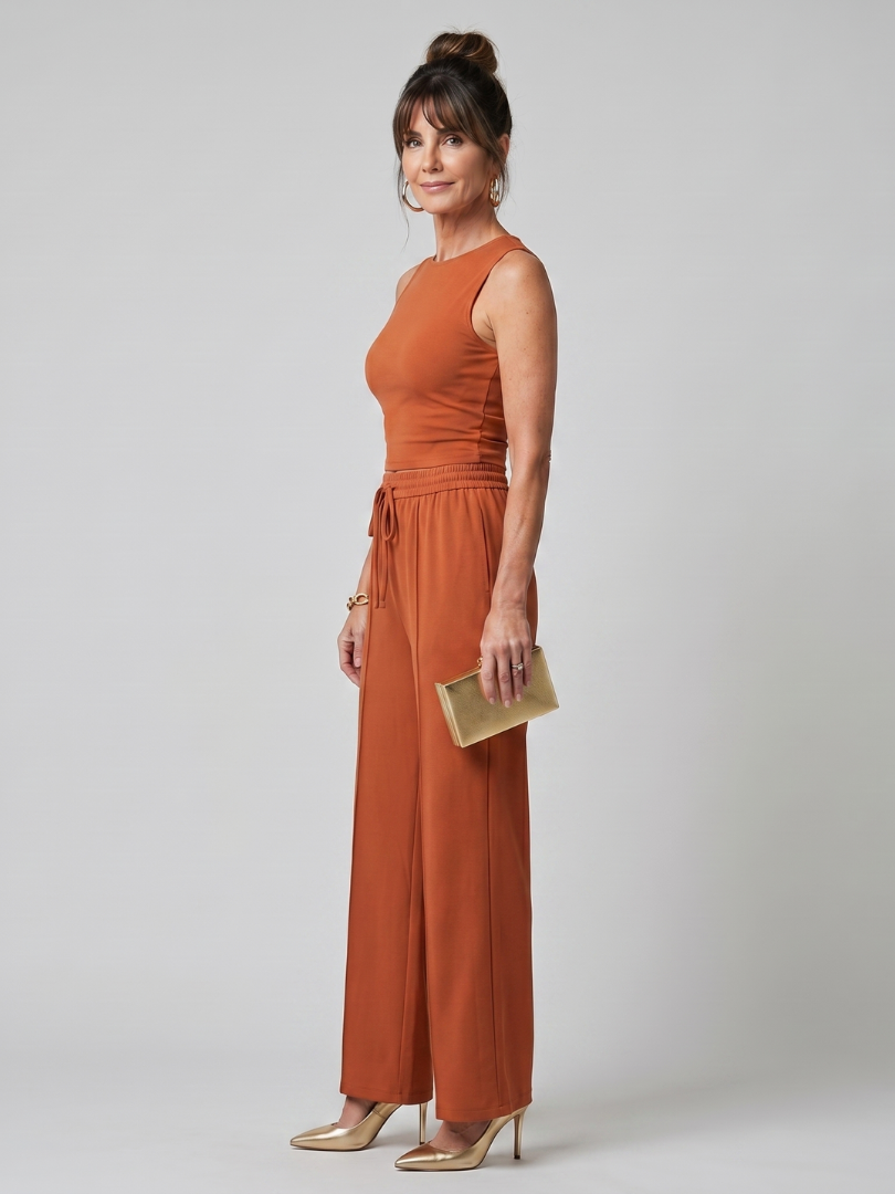 Valencia - Lightweight Sleeveless Wide Leg Pants Set