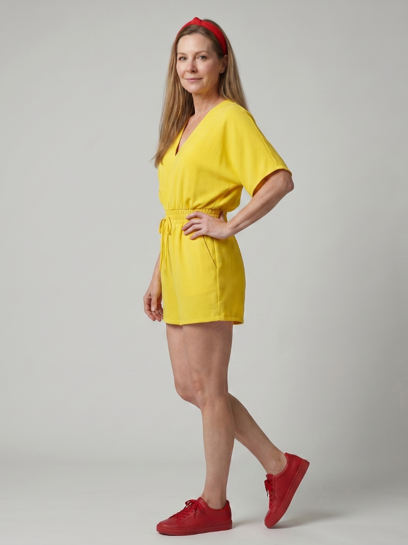 Cliona - Lightweight V Neck Cold Shoulder Short Sleeve Romper