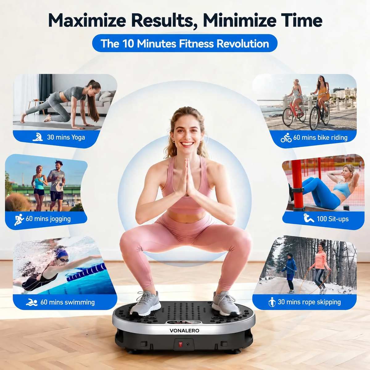 Vibration Plate Exercise Machine, 120 Speeds, 9 Programs and Remote