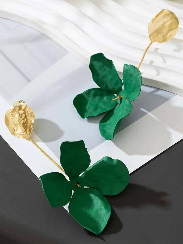 Red Petal Earrings - Sculptural Elegant Earrings
