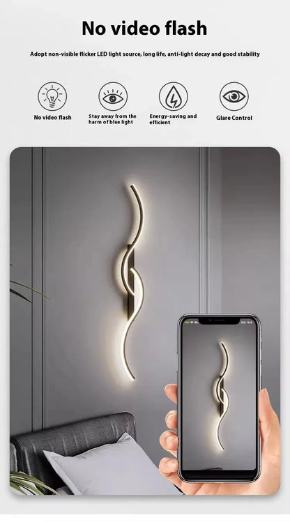 Modern Wave LED Wall Sconce Light – Indoor Living Room Wall Light