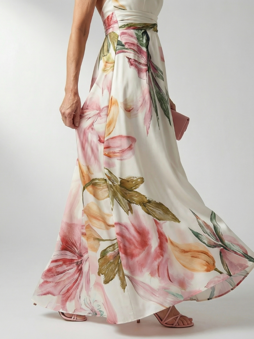 Amiel - Comfortable Light Floral Maxi Dress