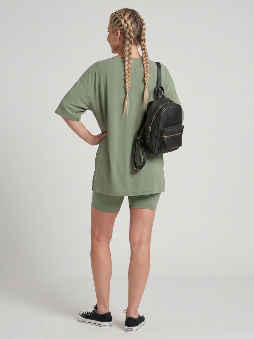 Colette - Soft Short Sleeve Crew Neck Top And Biker Shorts Set