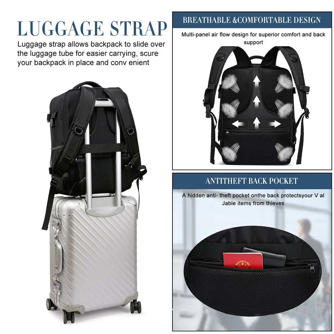 Cabin Travel Backpack – Carry-On Hand Luggage Bag with Laptop Compartment