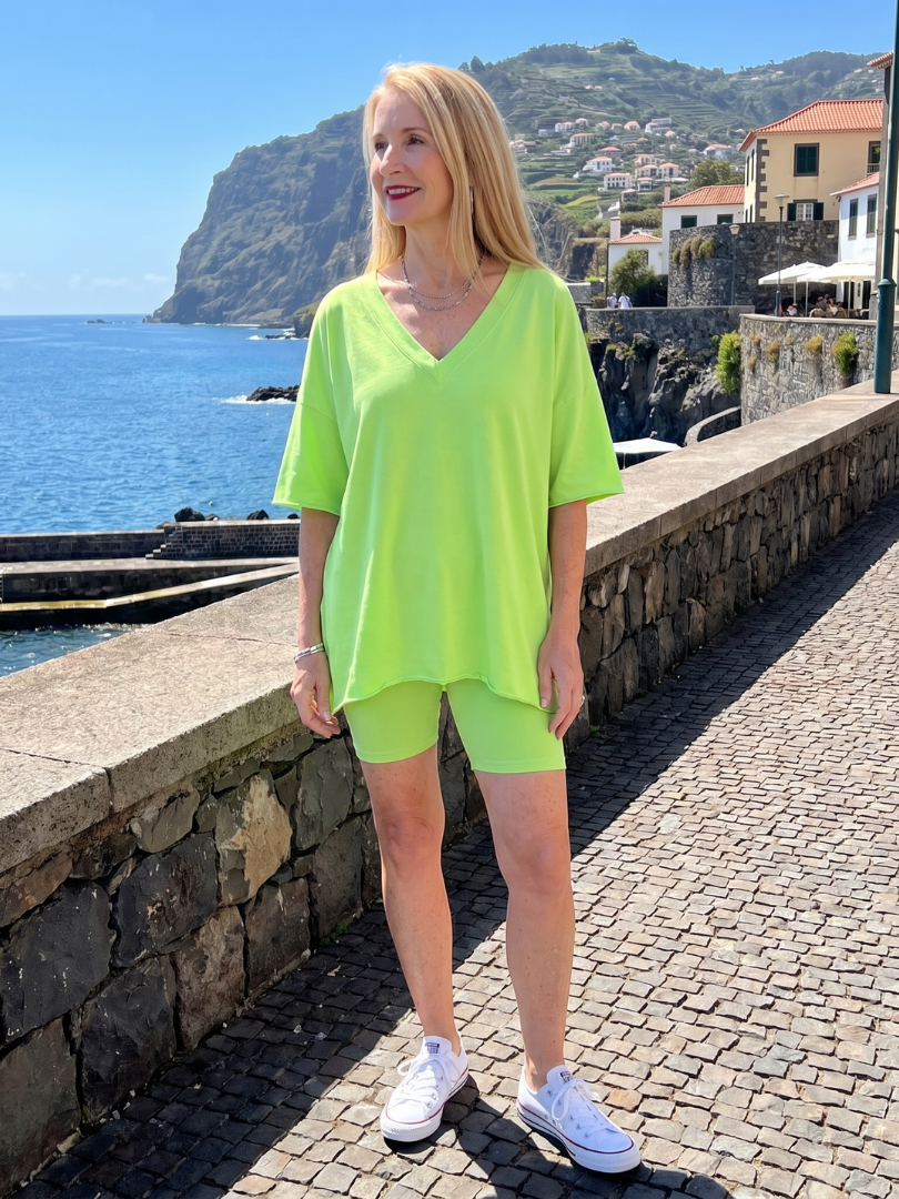 Lucinda - Comfortable V Neck Top And Shorts Relaxed Fit Set