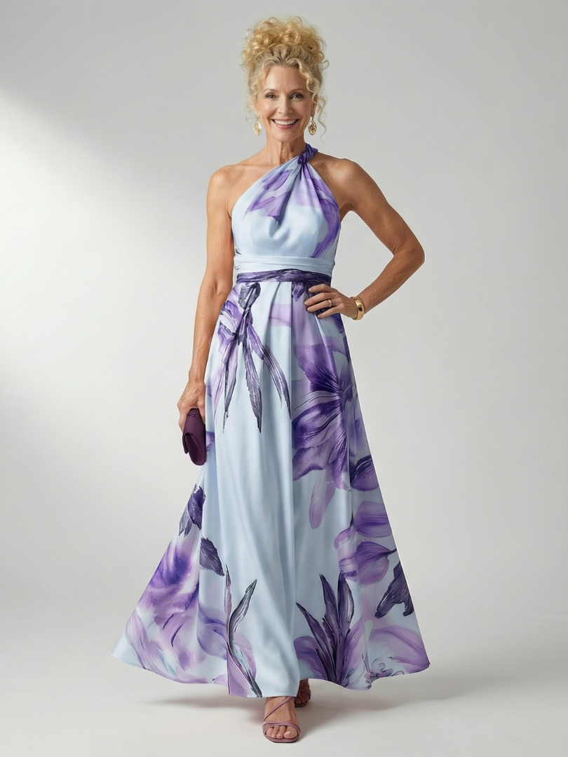 Amiel - Comfortable Light Floral Maxi Dress