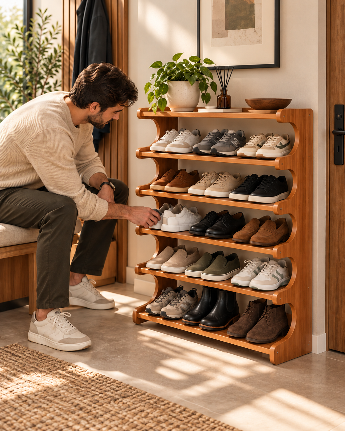 6-Tier Slim Bamboo Shoe Rack – Organize Up to 24 Pairs Without Wasting Floor Space
