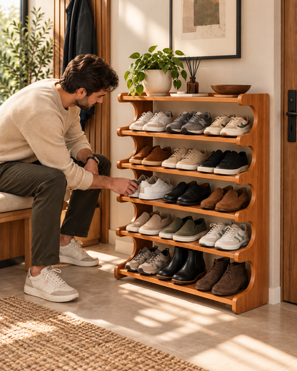 6-Tier Slim Bamboo Shoe Rack – Organize Up to 24 Pairs Without Wasting Floor Space