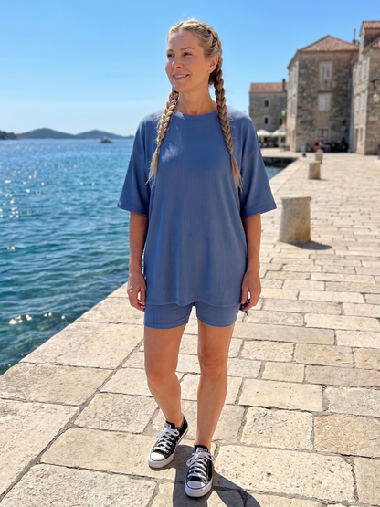 Colette - Soft Short Sleeve Crew Neck Top And Biker Shorts Set