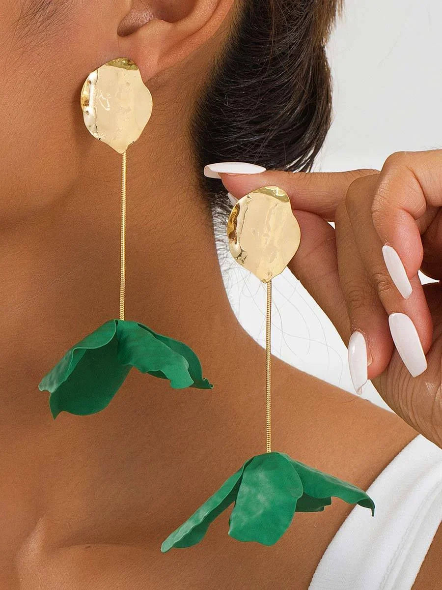 Red Petal Earrings - Sculptural Elegant Earrings