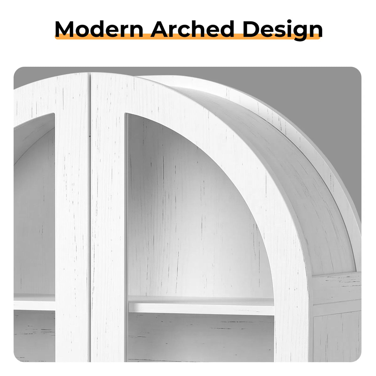 Arched Bathroom Wall Cabinet with Glass Doors