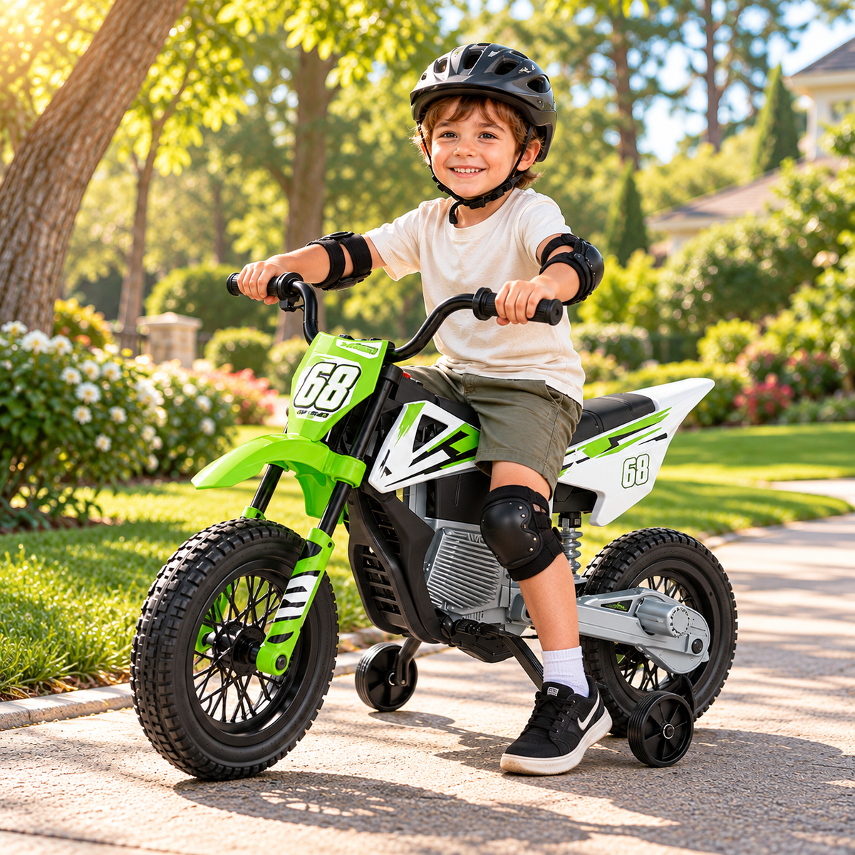 12V Kids Electric Dirt Bike Motorcycle with Training Wheels