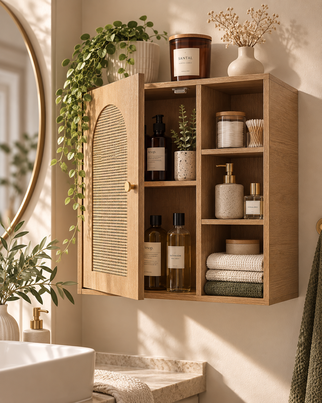 Wall Mounted Storage Cabinet with Open Shelves – Multi-Room Organizer