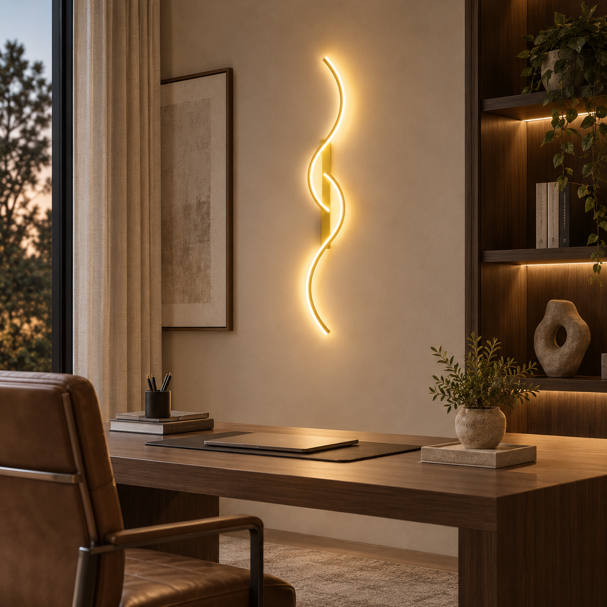 Modern Wave LED Wall Sconce Light – Indoor Living Room Wall Light
