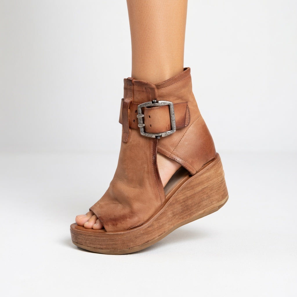 Orélisse - Comfortable Open-toe Wedge Ankle Boots