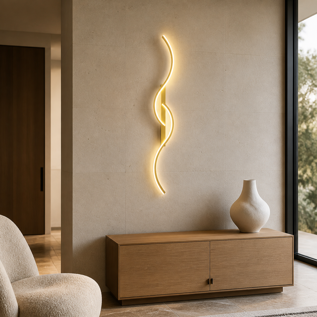 Modern Wave LED Wall Sconce Light – Indoor Living Room Wall Light