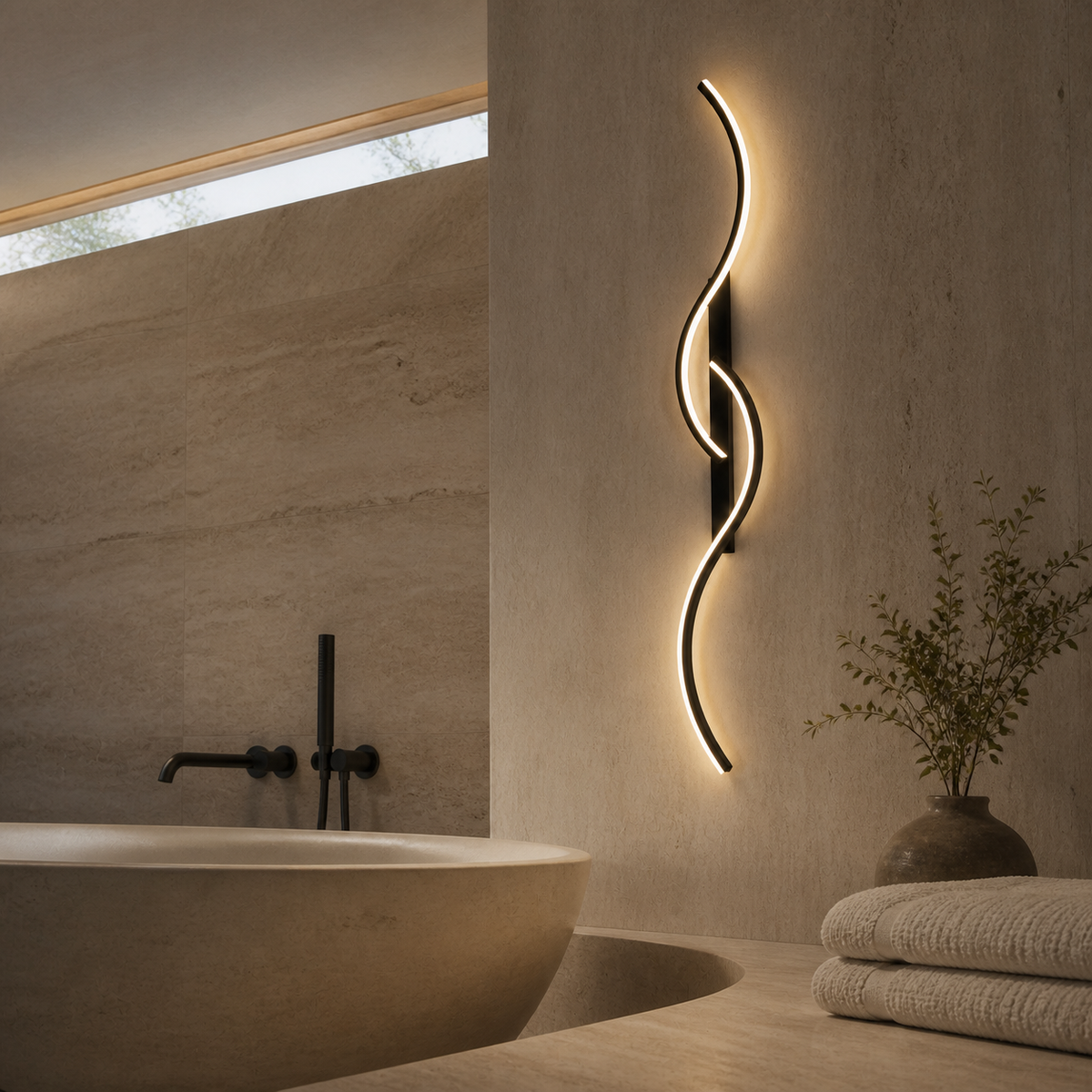 Modern Wave LED Wall Sconce Light – Indoor Living Room Wall Light