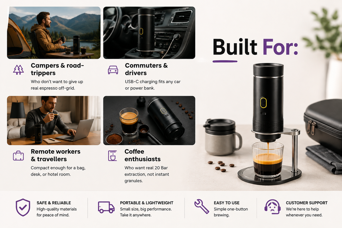 Portable Espresso Maker - 20 Bar Coffee Machine