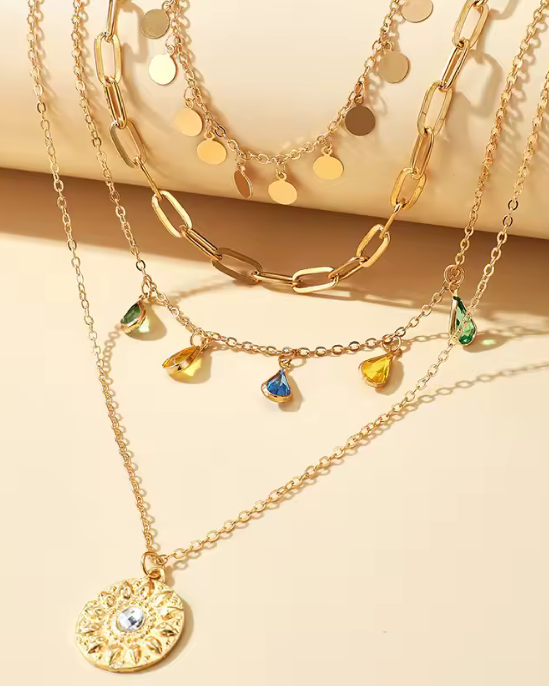 SET MIDI NECKLACE - Impactful Set of Chains with Charms, Coins, and Gems