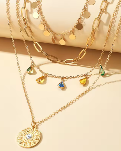 SET MIDI NECKLACE - Impactful Set of Chains with Charms, Coins, and Gems