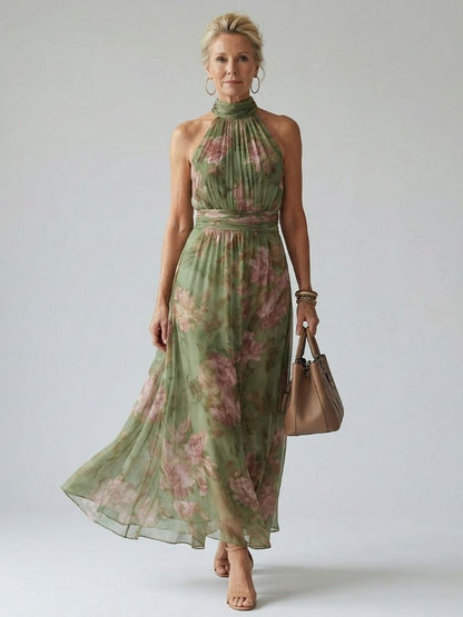 Mirelle - Comfortable Gathered Halter Midi Dress
