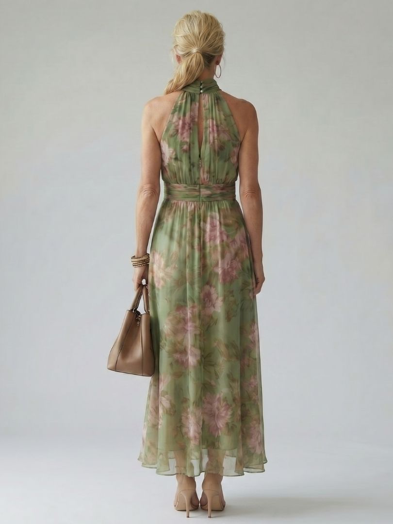 Mirelle - Comfortable Gathered Halter Midi Dress