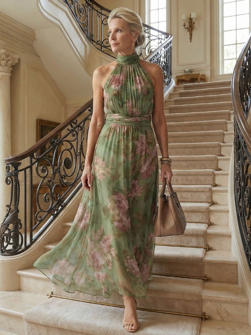 Mirelle - Comfortable Gathered Halter Midi Dress
