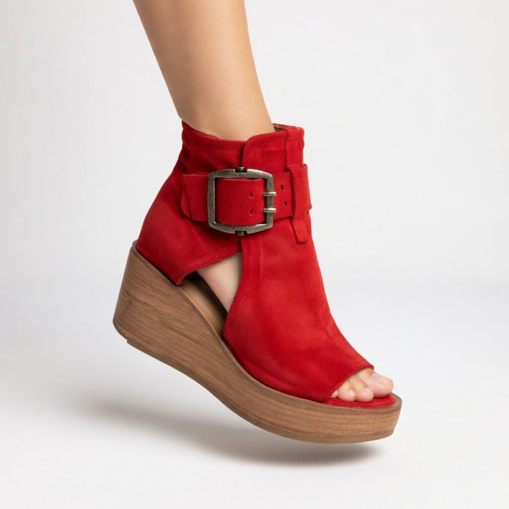 Orélisse - Comfortable Open-toe Wedge Ankle Boots