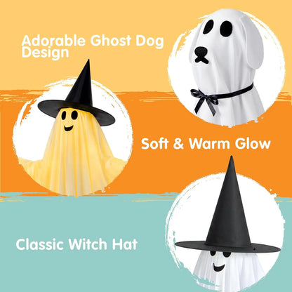 55" Standing Ghost & 23" Dog Ghost Halloween Decorations – 2-Piece Light-Up Outdoor Set