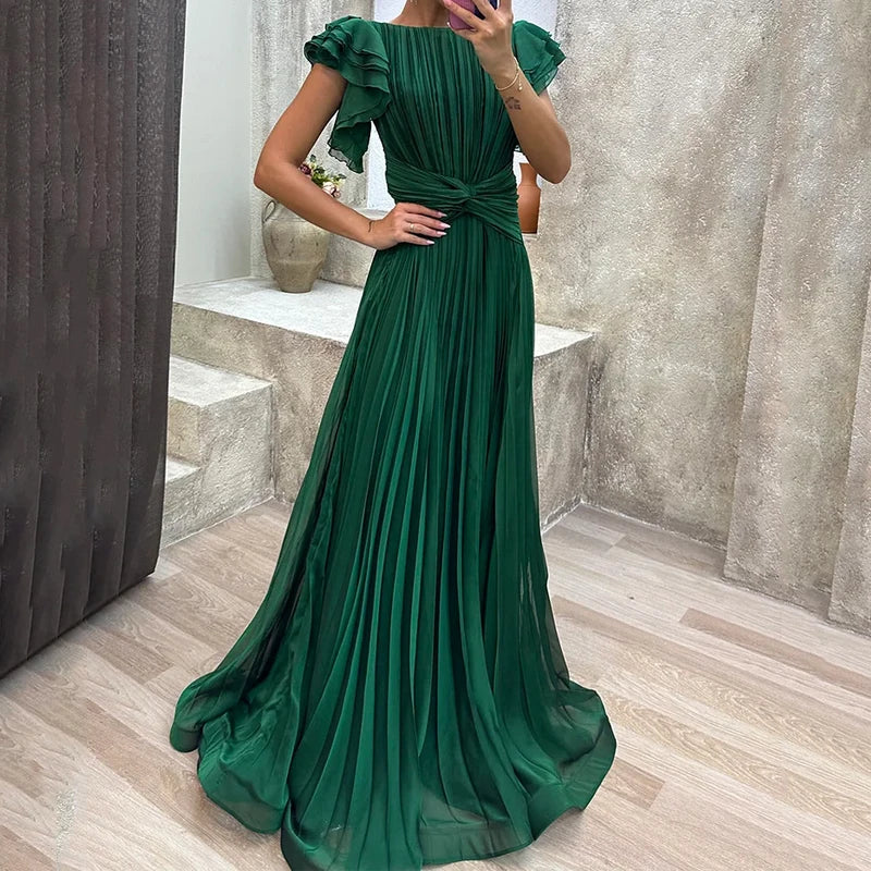 Rory - Flattering Pleated Evening Dress