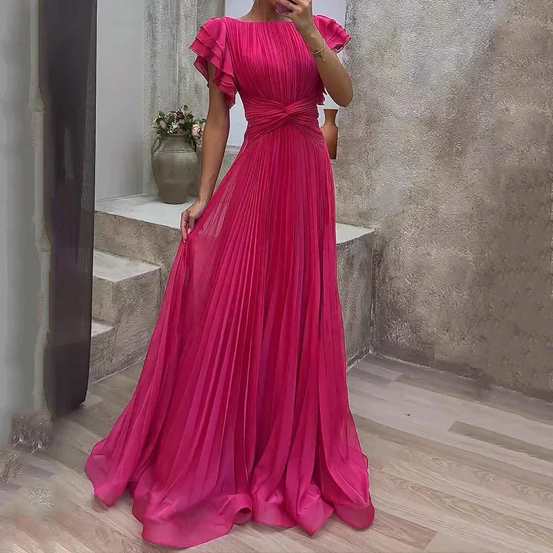 Rory - Flattering Pleated Evening Dress