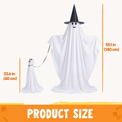 55" Standing Ghost & 23" Dog Ghost Halloween Decorations – 2-Piece Light-Up Outdoor Set
