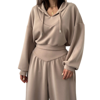 WINA CROP HOODIE SET - Comfortable Two-Piece Outfit