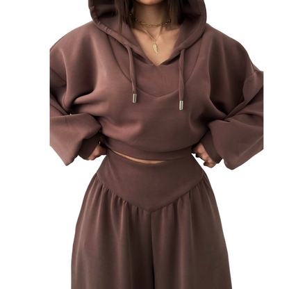 WINA CROP HOODIE SET - Comfortable Two-Piece Outfit