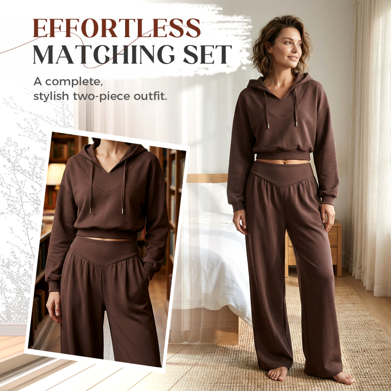 WINA CROP HOODIE SET - Comfortable Two-Piece Outfit