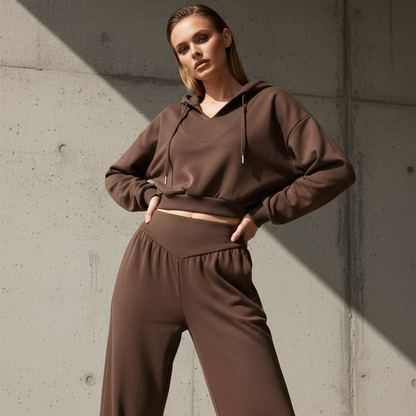 WINA CROP HOODIE SET - Comfortable Two-Piece Outfit
